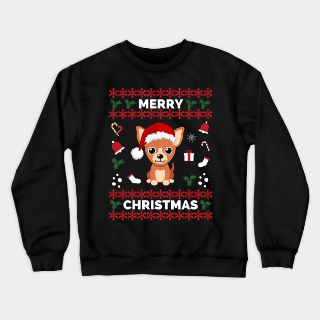 Merry Woofmas Chihuahua Christmas Holiday - Chihuahua Funny Holiday Christmas - Chihuahua Funny Holiday Christmas Celebration Crewneck Sweatshirt by Famgift